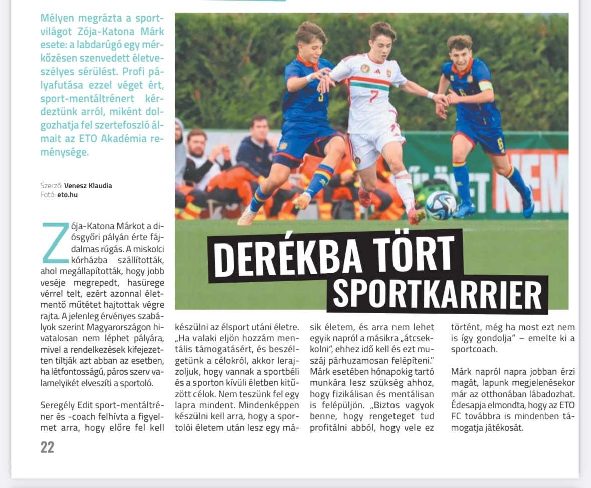 Derékba tört sportkarrierek – cikk a Győr + Presszó Magazinban